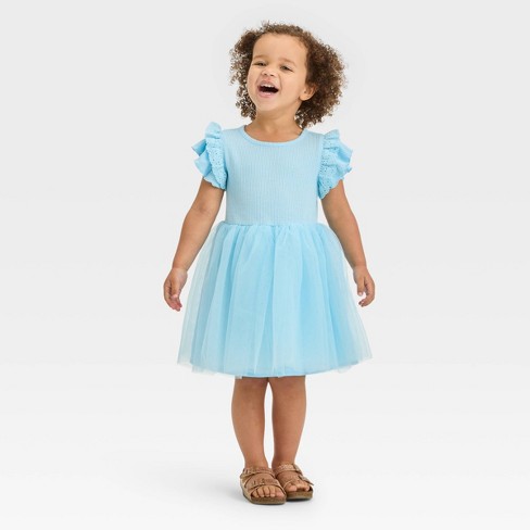 Toddler Girls' Unicorn Long Sleeve Dress - Cat & Jack™ Aqua Blue