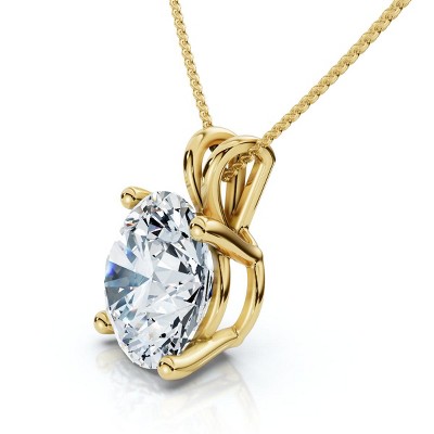 Pompeii3 1Ct Solitaire Diamond Pendant 14k Gold Lab Created 18" Necklace