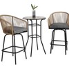 3pcs Outdoor Bar Set, Patio Bar Table and Chairs Set, Bar Height Patio Set - 2 x Swivel Bar Chairs - 2 of 4
