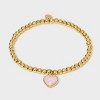 Tiny Tags 14K Gold Ion Plated with Pink Swirl Enamel "Girl Mama" Beaded Stretch Bracelet - Gold/Pink - 3 of 4