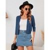 Women's 3/4 Sleeve Open Front Cropped Cardigan Sweater Lightweight Knit Short Bolero Shrugs - 3 of 4