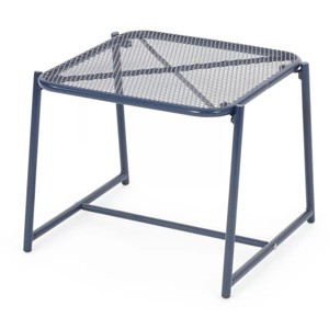 Syemin End Tables Outdoor Side Tables, Hollow out Sofa Table, Anti Rust Small Patio Table Metal Nightstand for Porch, Blue, 19.5"*18"*16.25" - 1 of 4