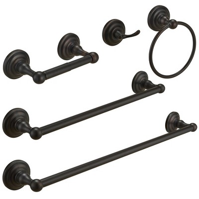 BWE 5-Piece Bath Hardware Sets with 2-Towel Bars/Racks, Towel/Roe Hook, Toilet Paper Holder