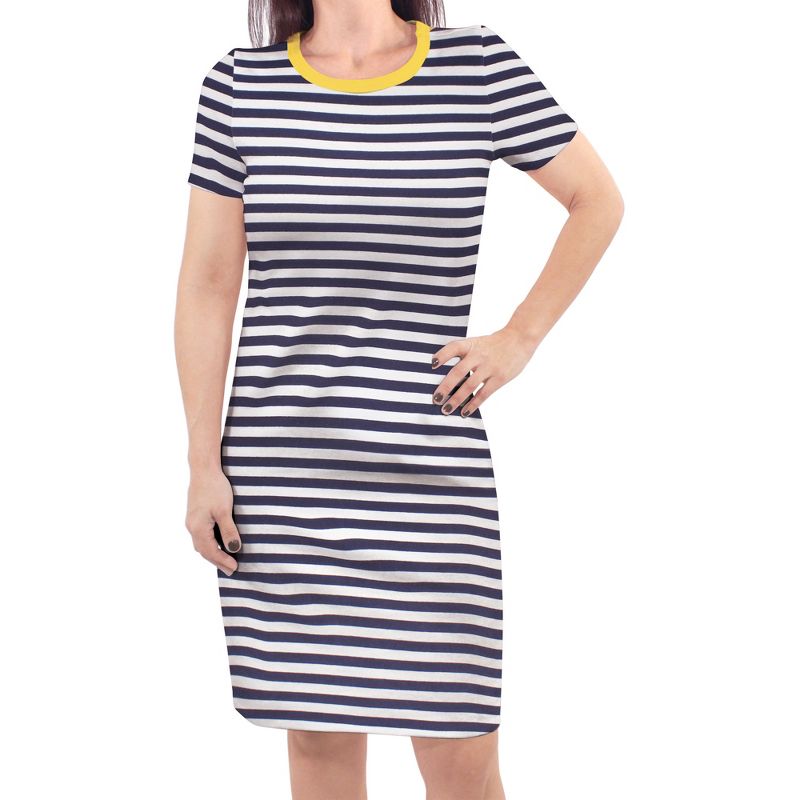 Touched by Nature Womens Organic Cotton Short-Sleeve Dress, Navy Yellow, 1 of 2