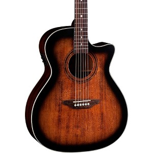 Luna Art Vintage Grand Auditorium Solid-Top Cutaway Acoustic-Electric Guitar Distressed Vintage Brownburst - 1 of 4