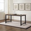 GlasFlength Desks Metal Frame Rustic Computer Desk Gaming Desk Home Office Desk Simple Design for Small Spaces, Brown, 59.84"*31.5"*29.13" - 4 of 4