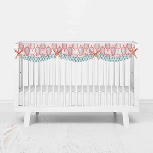 Bacati - Sophia Paisley Aqua/Coral Long Side Crib Rail Guard Cover - 1 of 4