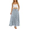 Women's High Waisted Pleated Flowy Maxi Skirt - Summer Casual with Pockets Spring Blossom Meadow Blossom Meadow - 3 of 4
