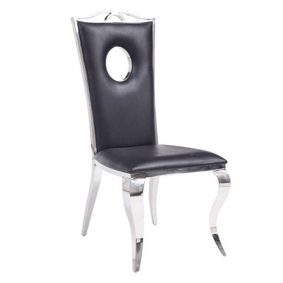 Acme Furniture Cyrene Dining Chairs Black Synthetic Leather/Stainless Steel