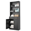 ORRD Bathroom Storage Cabinet with 2 Doors, Drawers & Adjustable Shelf, Black - 4 of 4