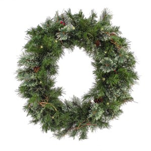30" Prelit LED Glistening Pine Wreath White Lights - National Tree Company - 1 of 4