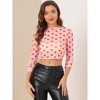 Allegra K Women's Semi-Sheer Party Heart Mesh Crop Top - 3 of 4