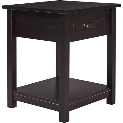 Bailey Traditional Black Wood 1-Drawer Nightstand with Shelf