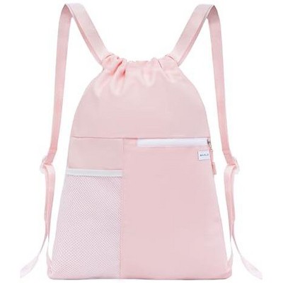 Generic Drawstring Backpack with Mesh Pocket Water Resistant String Beach Swim