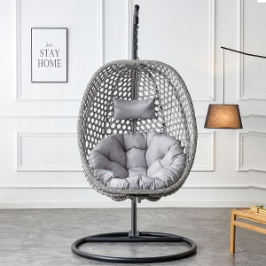 Swinging Chair Hammock Egg Chair Patio Wicker Swing Egg Hanging Chair with Stand, 350lbs Maximum Weight Capacity for Indoor Outdoor Patio Bedroom - 1 of 4