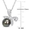 EVERLY JEWELRY | Sterling Silver 8-8.5mm Black Tahitian Cultured Pearl and Diamond Accent Bow Pendant with Chain - 18 inch - 4 of 4