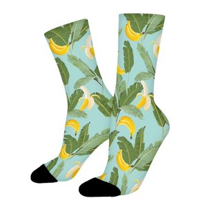 Tropical Tree Banana Leaves Women Printed Crew Socks Funny Funky Socks Soft Polyester Novelty Gifts for Artists Men - 1 of 1