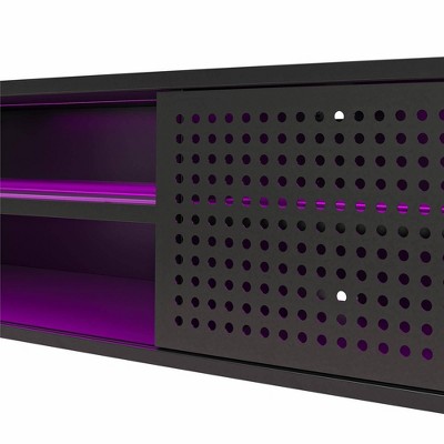 Contemporary Black MDF 62" Floating TV Stand with LED Lights