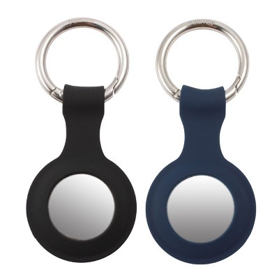 Insten 2 Pack Silicone Case & Keychain Ring Compatible with AirTag / Air Tag, Accessories Holder, Black/Blue