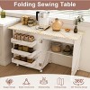Vynxaria 4in 1 Folding Sewing Table with Lockable Wheels Multi Functional Craft End Table Desk Kitchen Storage White - 3 of 4