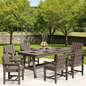 Hyleory HDPE Outdoor Dining Set, 7-Piece Patio Table and Chairs Set, Weather-Resistant Dining Furniture for Garden, Deck, or Patio - 1 of 4