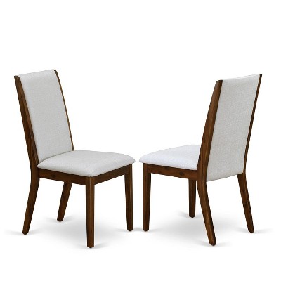 East West Furniture LAP8T05 LANCY Parson Chair with ANTIQUE WALNUT Leg and GREY FABRIC COLOR - Set of 2