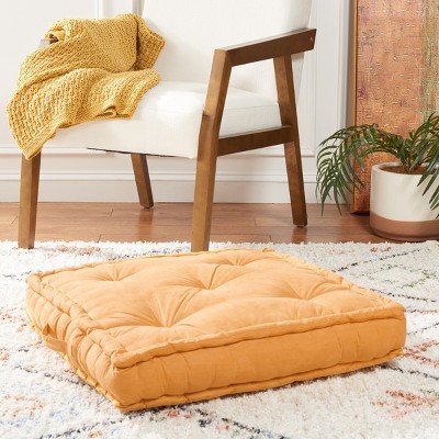 Gardenia Ginger Velvet Square Floor Pillow with Handle