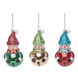 Transpac Glass 5.75 in. Multicolored Christmas Fun Snowman Ornament Set of 3 - 1 of 2