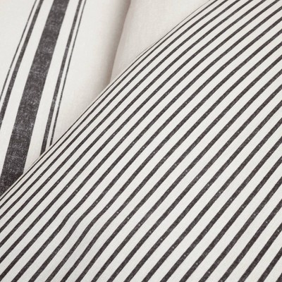 King Black and Cream Cotton Reversible Duvet Cover Set