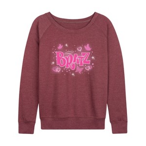 Women's - Bratz - Y2K Logo Lightweight French Terry Wide Neck Long Sleeve Shirt - 1 of 4