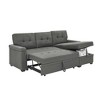 86'' L-Shaped Sectional Sofas Upholstered Pull-Out Sofa Bed with Reversible L/R, Jumbo Stitch Detailing, and Tufted Accent - 3 of 4