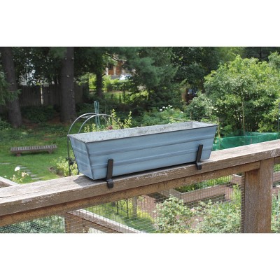 Nantucket Blue Galvanized Metal Balcony Planter Box - 8"x24"