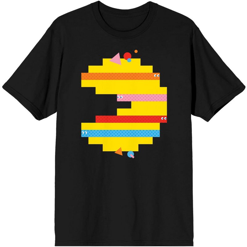 PacMan Ghost Stripes Men's Black Tshirt, 1 of 3