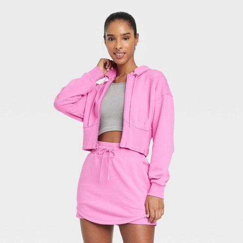 Women's Full Zip French Terry Cropped Hooded Sweatshirt - Joylab™ : Target