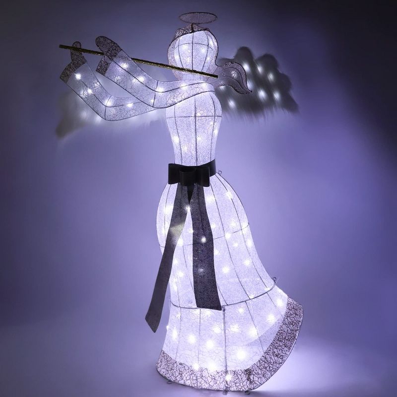 JOIEDOMI 5FT Christmas Angel with Flute Yard Light Outdoor Decoration Christmas Event, Christmas Eve Night Décor, 2 of 6