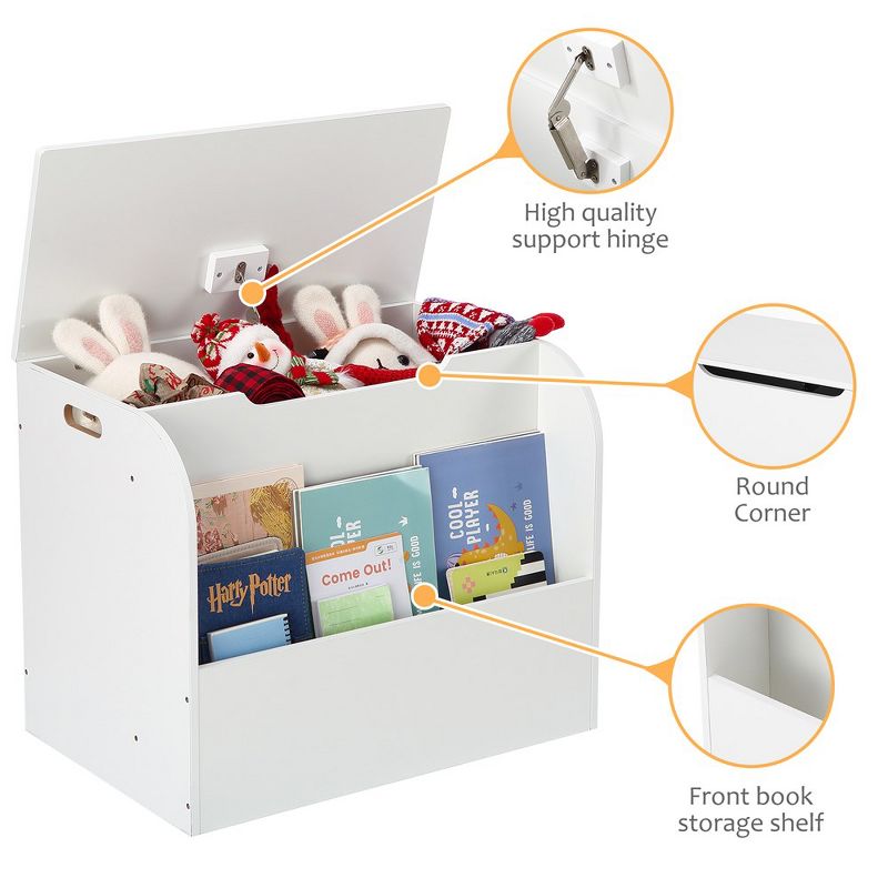 Whizmax Kids Toy Chest & Storage Organizer with Front Bookshelf,White, 3 of 5