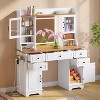 LED Vanity Desk with Mirror, 7 Drawers & Shelves, Power Outlet - Makeup Dressing Table for Bedroom - 2 of 4
