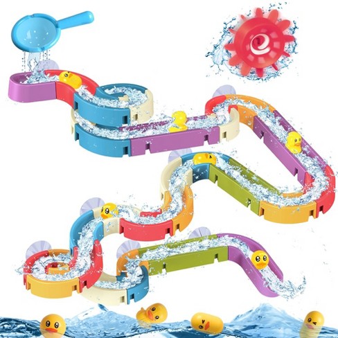 Kids Bath Toys Wall Suction Cup Assembling Tracks Yellow Ducks