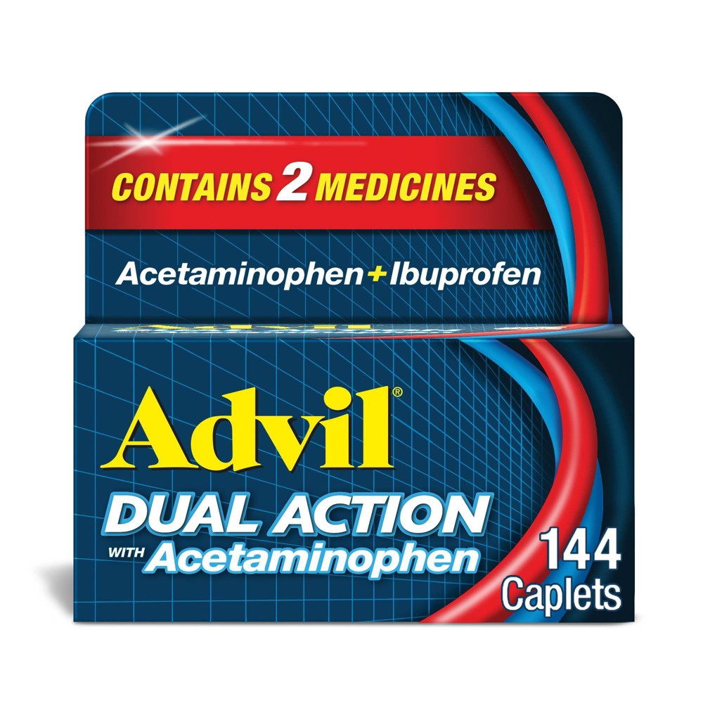 Advil Dual Action Acetaminophen 250mg + Ibuprofen 125mg Coated Caplets - 144ct