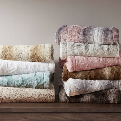Aqua 60" x 70" Reversible Faux Fur Throw Blanket