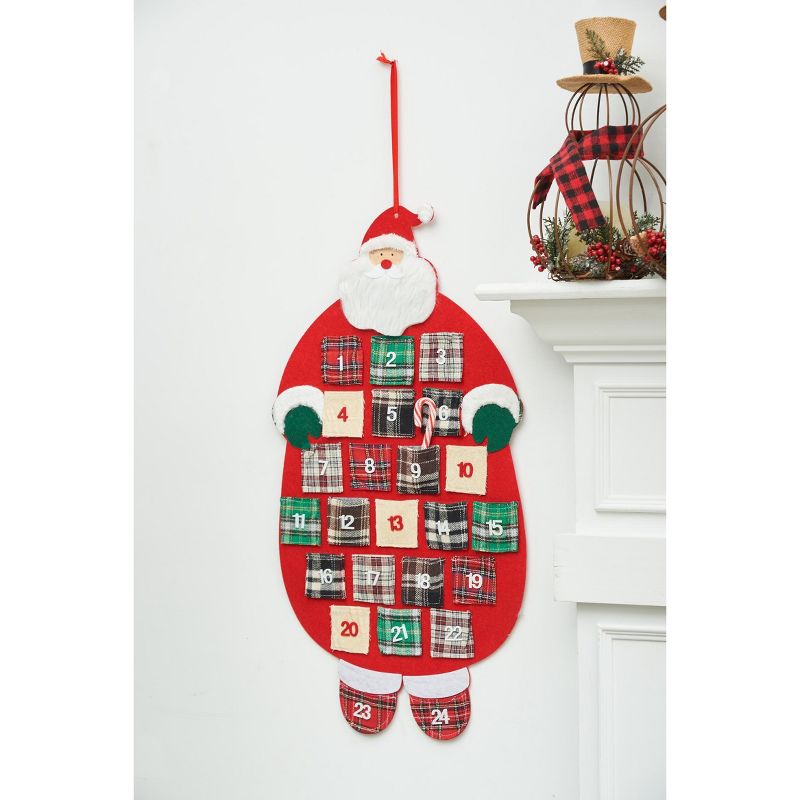 C&F Home Plaid Santa Felt Hanging Christmas Calendar, 3 of 7