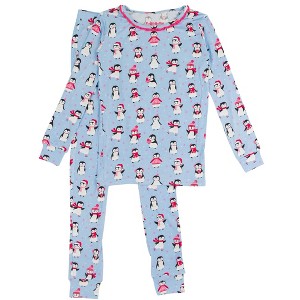 RuffleButts SoftSnooze Big Girls Ruffle Long Sleeve Pajama Set - 1 of 4