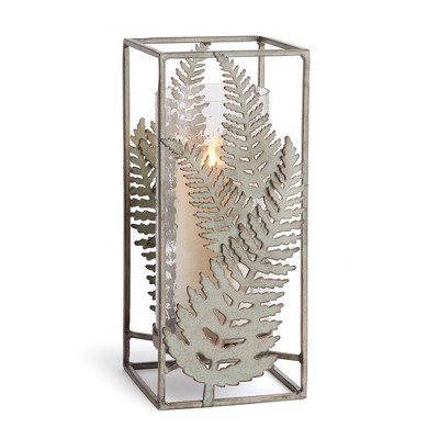 Plum & Post Verdigris Fern Hurricane Candle Holder Large