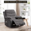 360 Swivel Rocker Chair Small Rocking Recliner, Upholstered Fabric Glider Nursery Chair with Side Pockets with Cup Holder, Massage and Heat Recliner - 4 of 4