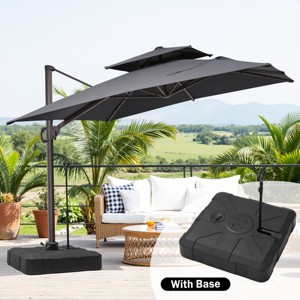 Crestlive Products 9'X11' Double Top Cantilever Umbrella Outdoor 360° Rotation 6 Heights Adjustable Offset Umbrella with Metal Pole and Base - 1 of 4