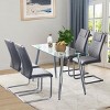 SEVOBAL Dining Chairs Set of 6 Modern Faux Leather Padded Seat Upholstered Side Chairs with Metal Legs for Dining Room, Gray, 16"*19"*38" - 2 of 4
