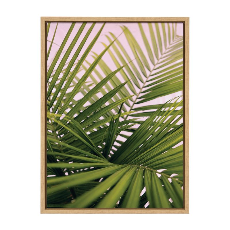 Kate & Laurel All Things Decor Sylvie Her Majesty 2 Framed Canvas Wall Art by Alicia Bock Natural Beach Palm Frond Tree Wall Art, 2 of 7