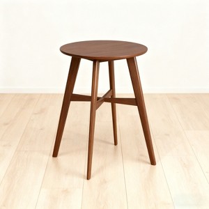 Mid-Century Modern Round Wooden Bar Table – 42" High Bar Table with Tapered Legs for Kitchen, Dining Room or Home Bar, Natural Walnut - 1 of 4