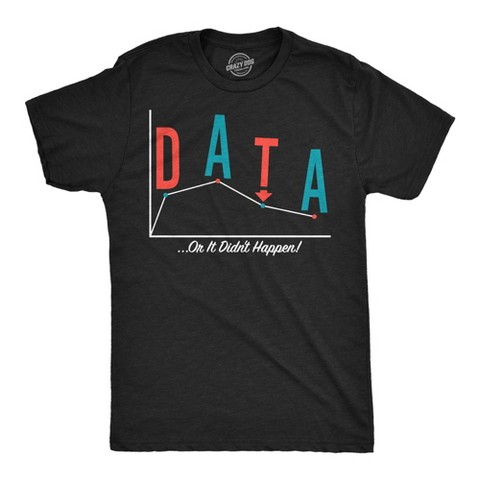 Мужские футболки Crazy Dog T-Shirts, Inc. Mens Funny T Shirts Data Or It Didnt Happen Sarcastic Science Graphic Novelty Tee For Men - Crazy Dog Men's T Shirt For Science Nerds Black M