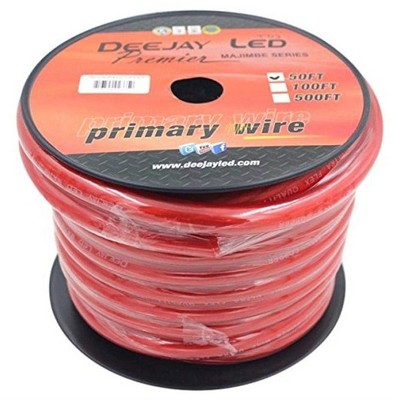 DEEJAYLED 0 GAUGE 50FT RED PURE COPPER TBH050REDCOPPER